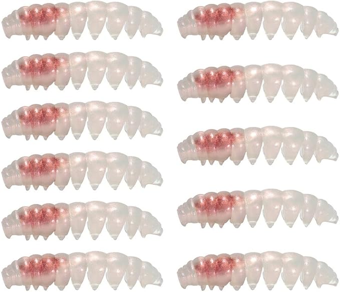 Soft Fishing Worm Baits TPR Segment Body Floating Lures for Freshwater Saltwater Bass Trout River Sea Fishing Gear 11pcs Set(white red)
