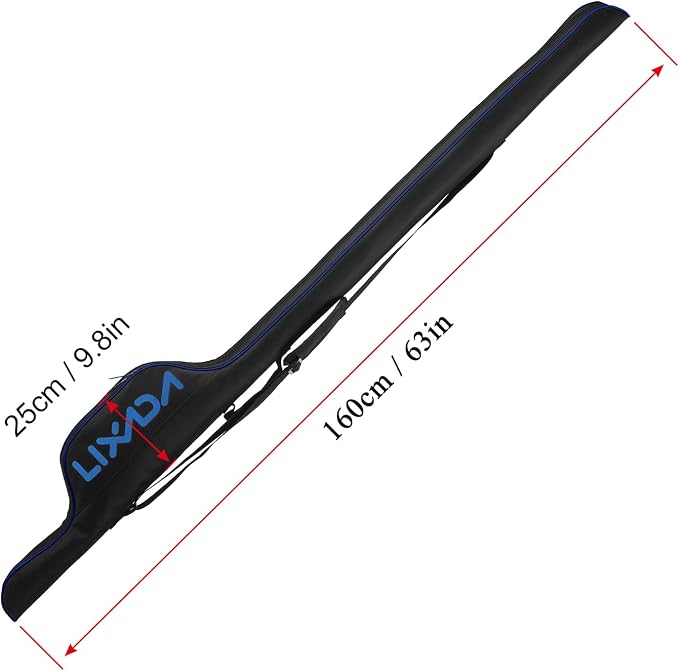 Lixada 63 Inch Fishing Rod Bag Portable Fishing Rod Reel Protective Case, Folding Fishing Pole Holder Cover Rod Tackle Organizer