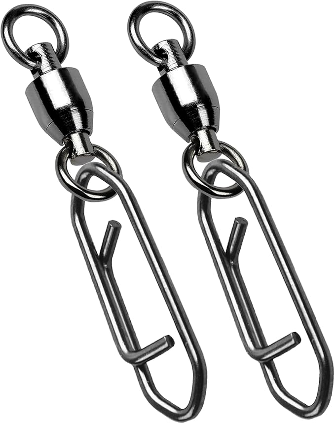 AMYSPORTS High Strength Snap Swivels Stainless Bearing Rolling Fishing Swivel Freshwater Snap Swivels Fishing Clip Steel Black Nickel