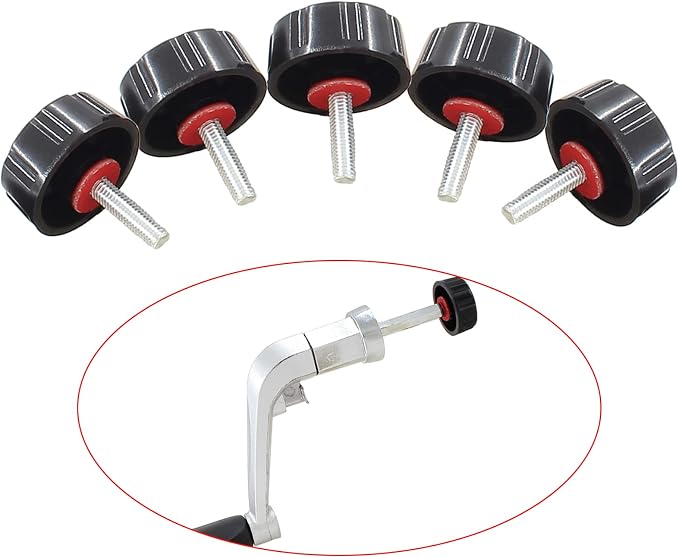 Waziaqoc 5pcs Universal Fishing Reel Handle Screw Caps, Black Screws Nuts Caps for Fishing Reel Knobs, Fishing Tools for Spinning Reel Crank Power Handle Grip