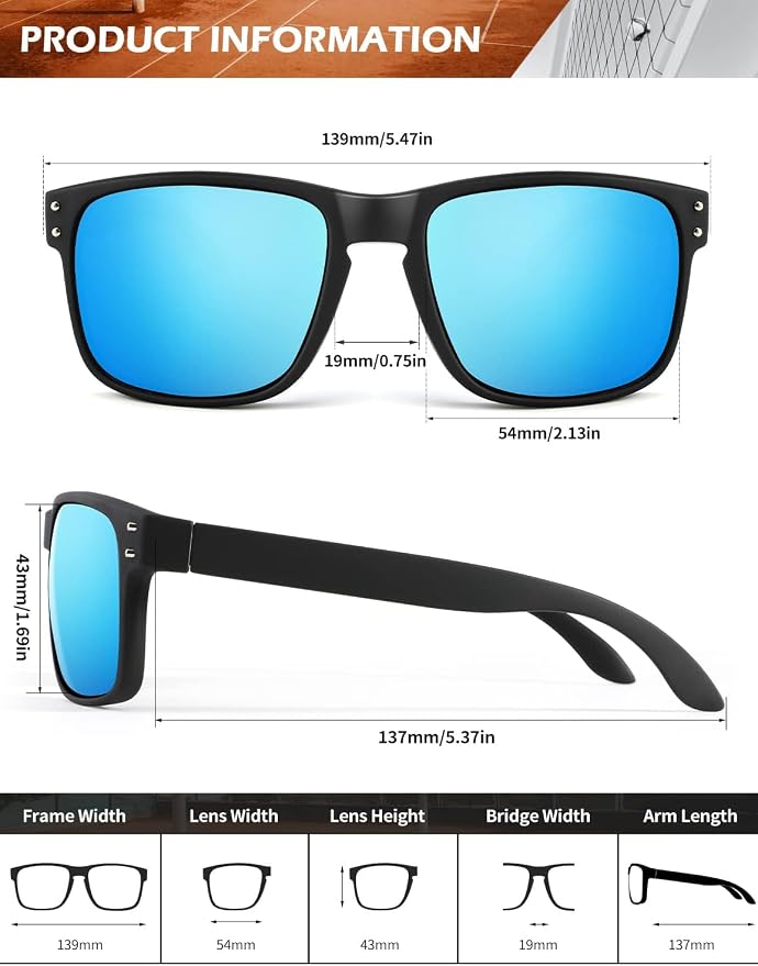 KALIYADI Polarized Sunglasses for Men and Women Vintage Style Sun Glasses for Fishing Running Driving with UV Protection