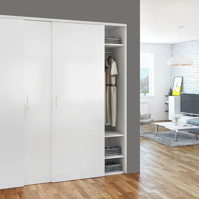 Sliding Closet Door Hardware Kit - 94-inch Double Track for 2 Or 3 Bypass Doors Up to 100lbs - SLID'UP 110
