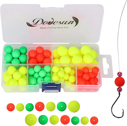 Dovesun 220/104/80/60/54/52/42pcs Pompano Rig Floats for Surf Fishing Foam Bobbers for Fishing Fly Fishing Bobbers Floats Bright Color Kit/Round/Cylindrical/Heart/Bullet/Pill/Spin Shape