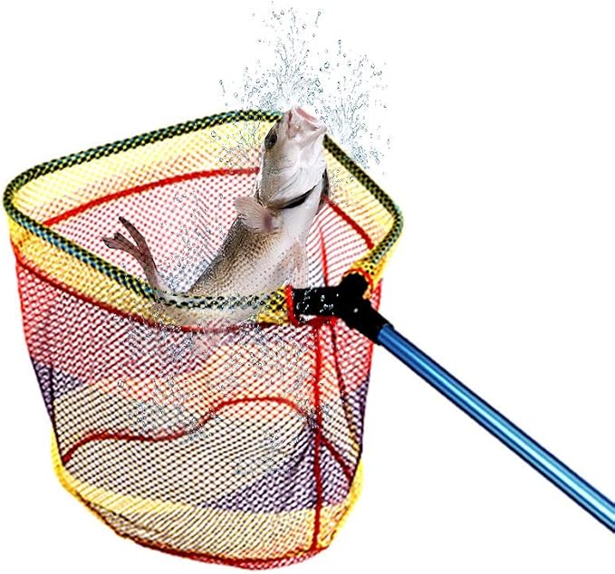 YVLEEN Kids Fishing Net for Lakes - Minnow Nets for Kids - Aluminum Collapsible Telescopic Fishing Pole Handle and Nylon Mesh Small Fishing net - Butterfly Nets for Kids Outdoor Playing