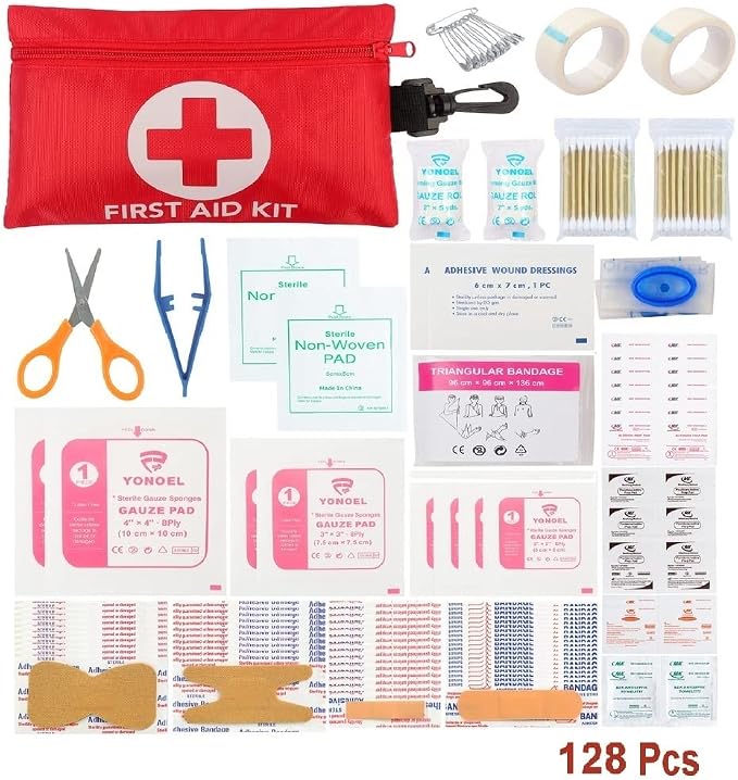 Galaxylense 128 Pcs First Aid Kits Small for Survival Emergency Trauma Military Tactical Medical School Office Home Hunting Camping Hiking Traveling Fishing IFAK EMT Bag (10 Packs)