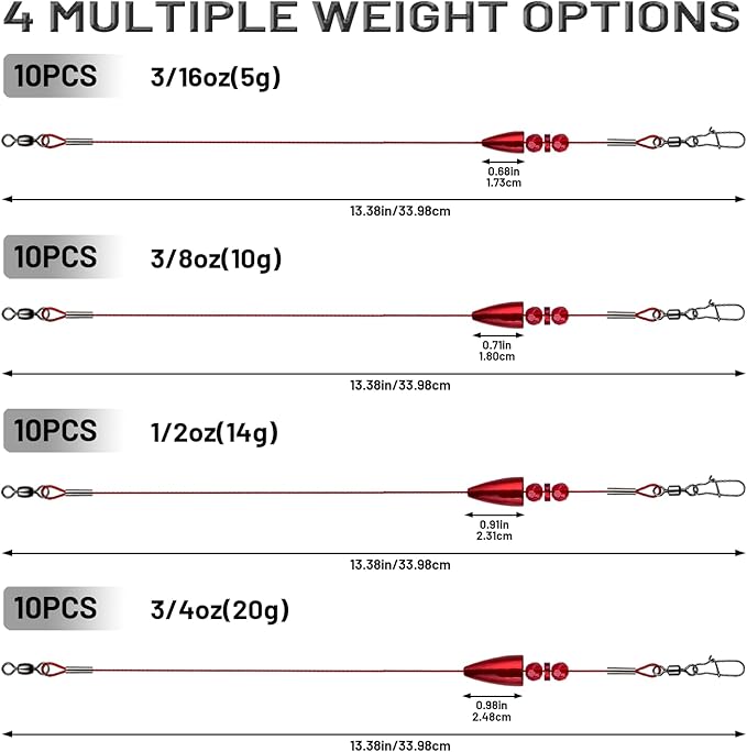 Texas Rigs 10 Pack, Pre-Rigged Bass Fishing Rig with Bullet Weight, Swivel & Snap, Weedless Soft Plastic Rig for Largemouth & Smallmouth Bass
