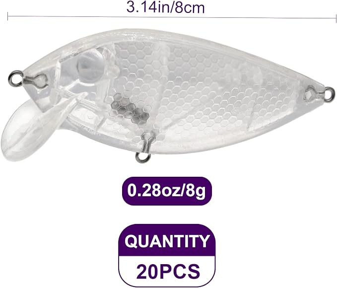 10pcs/20pcs Fishing Blanks Lures Kit Fishing Topwater Unpainted Swimbait Unpainted Crankbaits Hard Baits DIY Lure for Bass Salmon Trout Saltwater and Freshwater