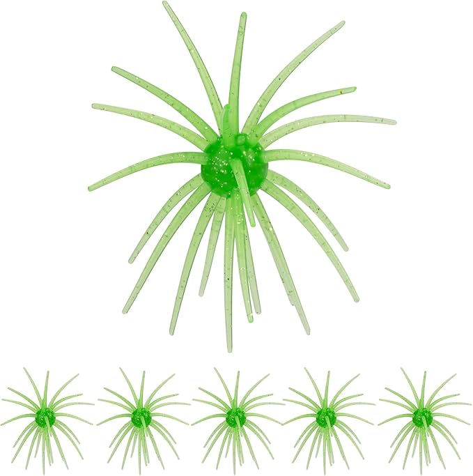 QualyQualy Sea Urchin Soft Lure, Super Durable Tentacle Creature Lure for Bass Pike Trout Fishing Easy Catch Saltwater Freshwater Soft Lures TPE Material