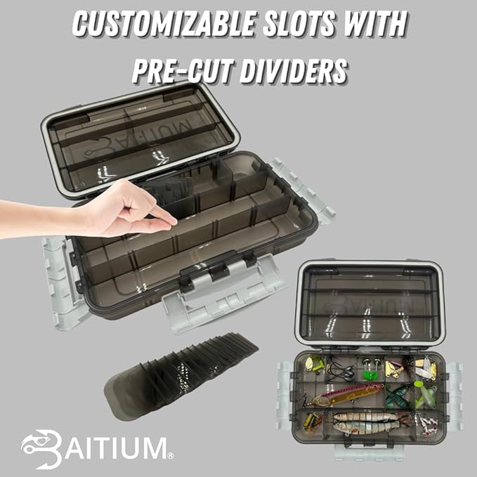 Baitium XTRAseal Waterproof Fishing Tackle Box Organizer, Tackle Boxes With Dividers, Tacklebox for Fishing, 3600 3700 Tackle Tray, Fishing Gear