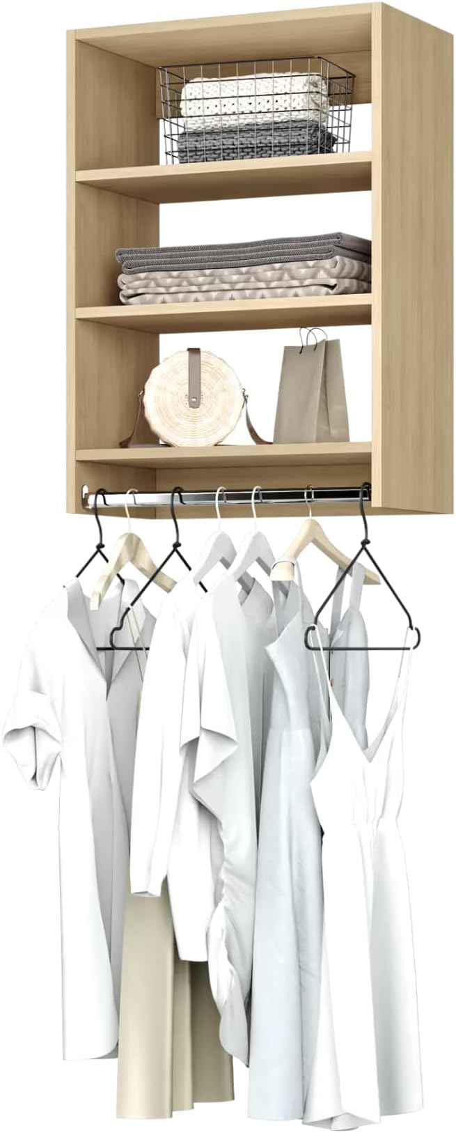 Modular Closets Vista Collection Medium Hanging Wood Built in Closet Organizer Unit (Oak, 24" Wide)