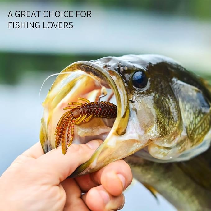 10 Pcs Soft Swimbait Lures, 6.4cm/2.5in Shrimp Shape Soft Plastic Fishing Lures Kit, Bass Fishing Lure Swim Baits with 5 Color, for Fishing Trout, Crappie, Bass, Redfish, Freshwater, Saltwater