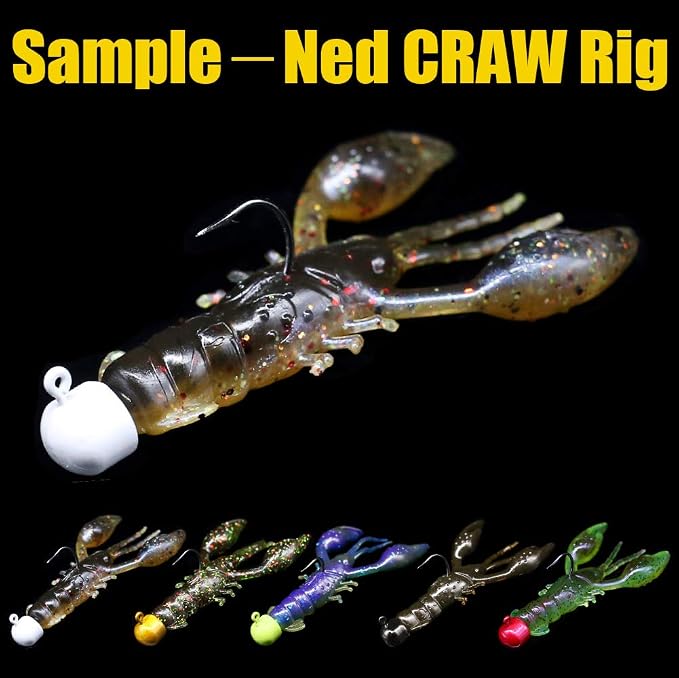 Ned-Rig-Kit-Finesse-Baits-Soft-Plastic-Worms-Fising-Lure for Bass Stick Swimbait Minnow Crawfish Lures Shroom Ned Jig Head Kit