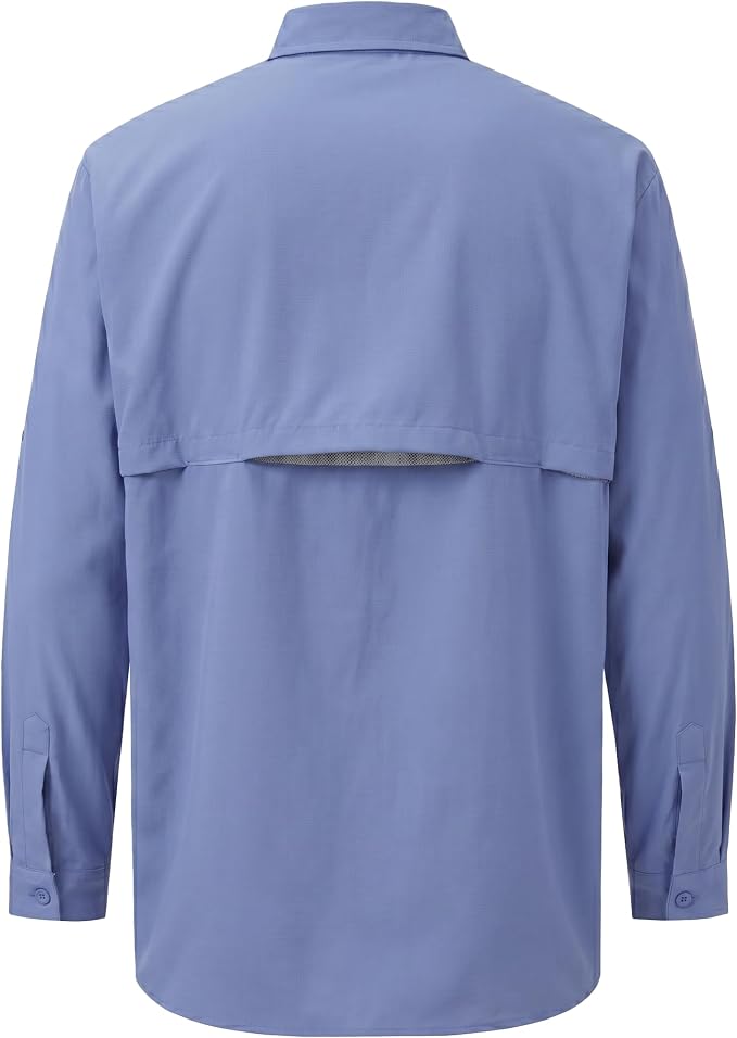 Men's Long Sleeve Fishing Shirts UPF 50+ Sun Protection Quick Dry Shirts Button Down Shirt for Hiking Camping