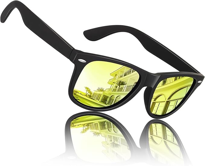 Sunier Polarized Sunglasses for Men and Women, Retro Square Matte Finish UV400 Protection Shades for Driving, Fishing