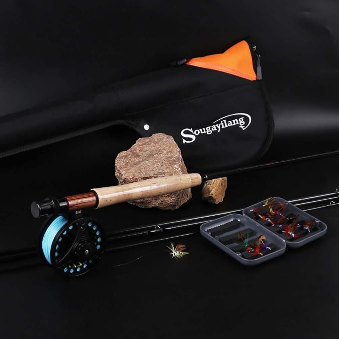 Sougayilang Saltwater Freshwater Fly Fishing Rod with Reel Combo Kit