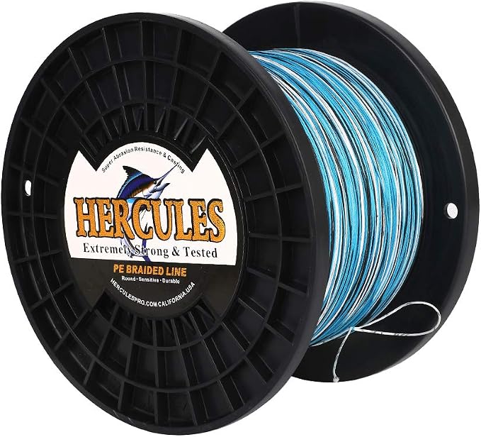 HERCULES Cost-Effective Super Cast 8 Strands Braided Fishing Line 10LB to 300LB Test for Salt-Water,109/328/547/1094 Yards(100M/300M/500M/1000M),Diam.#0.12MM-1.2MM,Hi-Grade Performance,Variety Colors