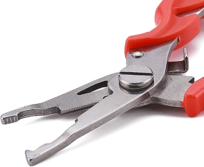 FOSTAR Fishing Pliers, Stainless Steel Hook Remover, Fishing Line Scissors, Braided Line Cutters, Split Ring Opener, 5 Inch Fishing Tool