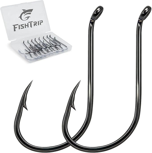 FishTrip 50/100/120/210 Pack Octopus Fishing Hooks - Offset Beak Circle Hooks for Fish Hooks Saltwater & Freshwater, Live Bait Fish Hook for Rigs Catfish, Bass Tuna, Walleye, Trout