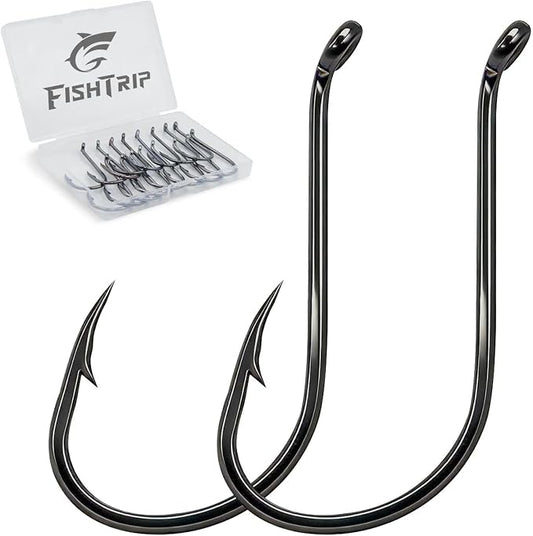 FishTrip 50/100/120/210 Pack Octopus Fishing Hooks - Offset Beak Circle Hooks for Fish Hooks Saltwater & Freshwater, Live Bait Fish Hook for Rigs Catfish, Bass Tuna, Walleye, Trout
