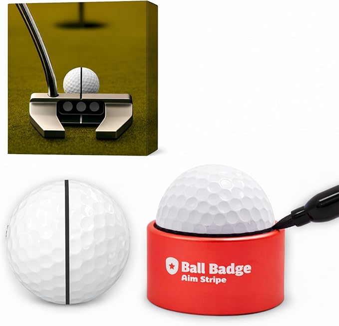 Ball Badge Aim Stripe - 360 Degree Golf Ball Line Marker Kit with Golf Bag Attachment for Perfect Alignment and Precision Putting