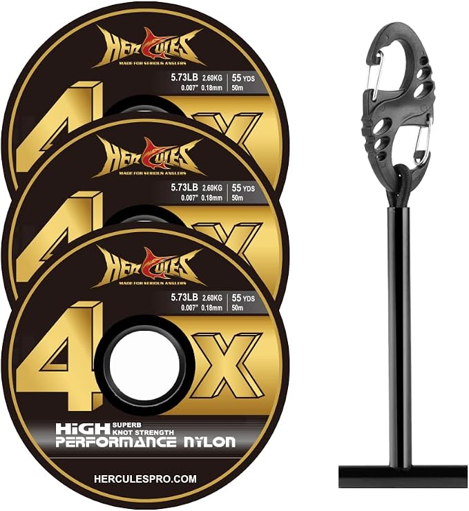 HERCULES Fly Fishing Tippet 3 Pack with Fly Tippet Holder, 55 Yards