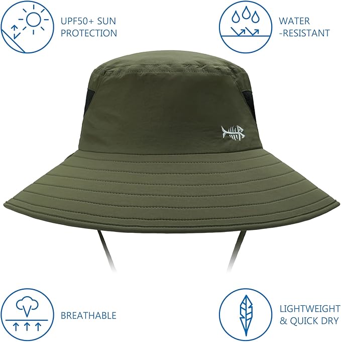 BASSDASH UPF 50+ Breathable Sun Hat with Removable Face Cover and Neck Flap Wide Brim Bucket Hat for Fishing Hiking Men Women
