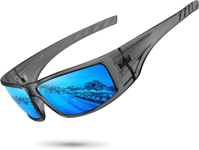 Polarized Sports Sunglasses for Men Women Unbreakable Frame Cycling Fishing Wrap Around Sunglasses UV400 Protection