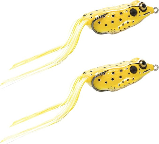 Reaction Tackle Hollow Body Frogs for Bass Fishing - Ultra Realistic Weedless Top Water Frog Lure for Bass, Snakehead, Pike and More - Floating Topwater Fishing Lures - 2 Pack