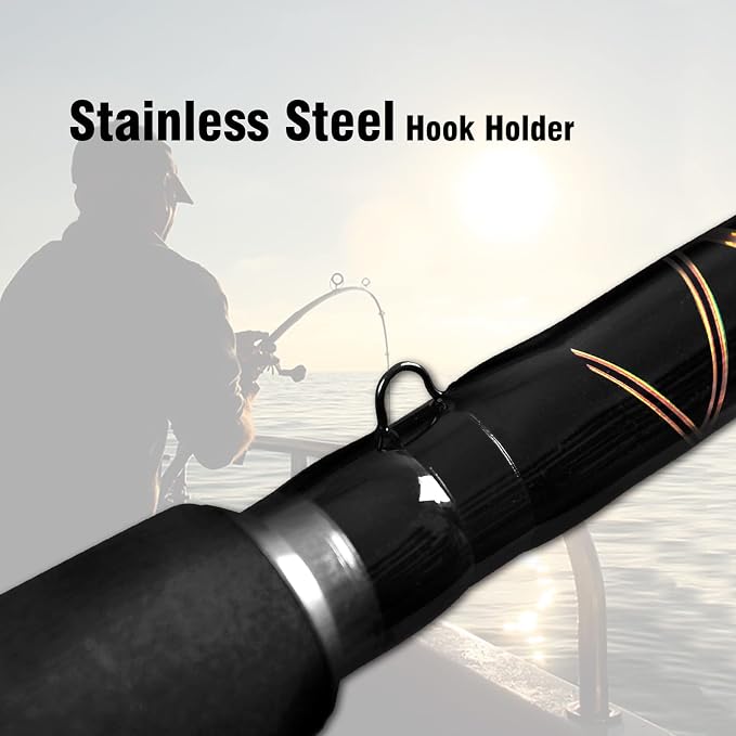 Portable Saltwater Offshore Heavy 3-Piece Travel Graphite Baitcasting Fishing Poles Casting Boat Jigging Trolling Conventional Rods with Rod Case Bag (6'/7'/8')