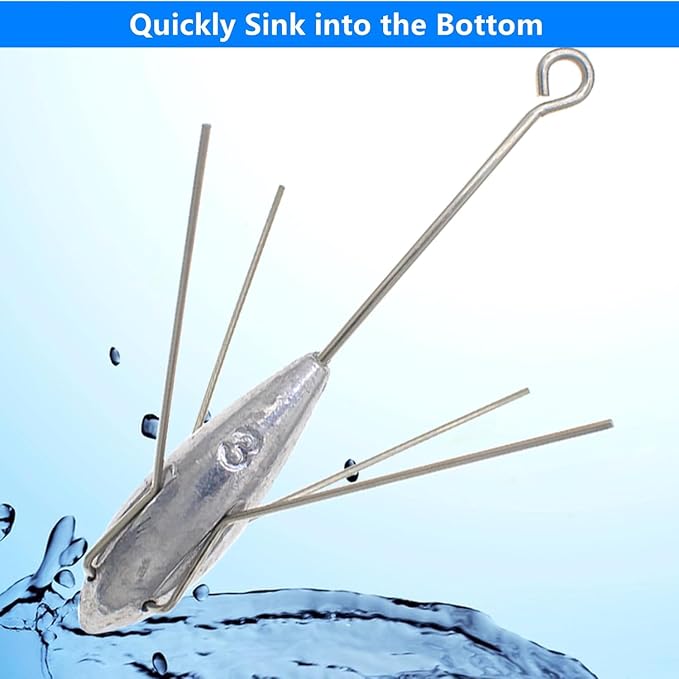 Sputnik Sinker Fishing Weights Lead Fishing Equipment Long Tail Surfing Casting Spider Sinkers for Catfish Saltwater Beach Sand Ocean