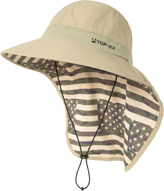 TOP-EX Cooling Sun Hat with Neck Flap – UPF 50+ Wide Brim Breathable Hat for Hiking, Fishing & Big Heads