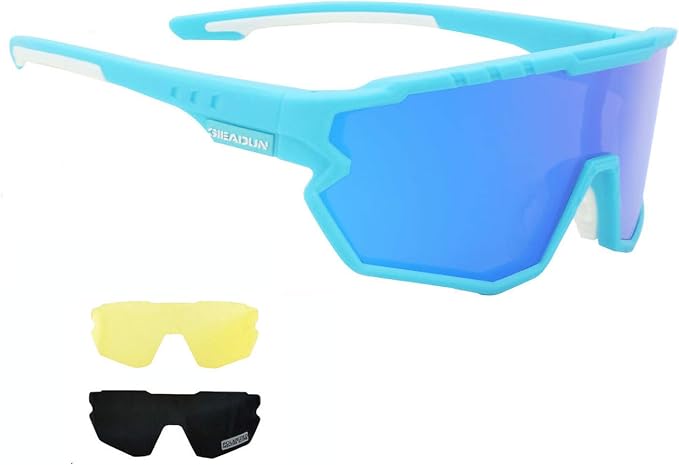 Polarized Men Women Sports Sunglasses, UV400 Wrap-Around Cycling Baseball TR90 Eyewear for Fishing Driving Softball