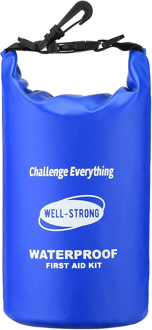 Emergency First Aid Kit for Boating, Fishing & Kayaking – Waterproof Medical Supplies with Roll Top Design, 2L Capacity, Blue