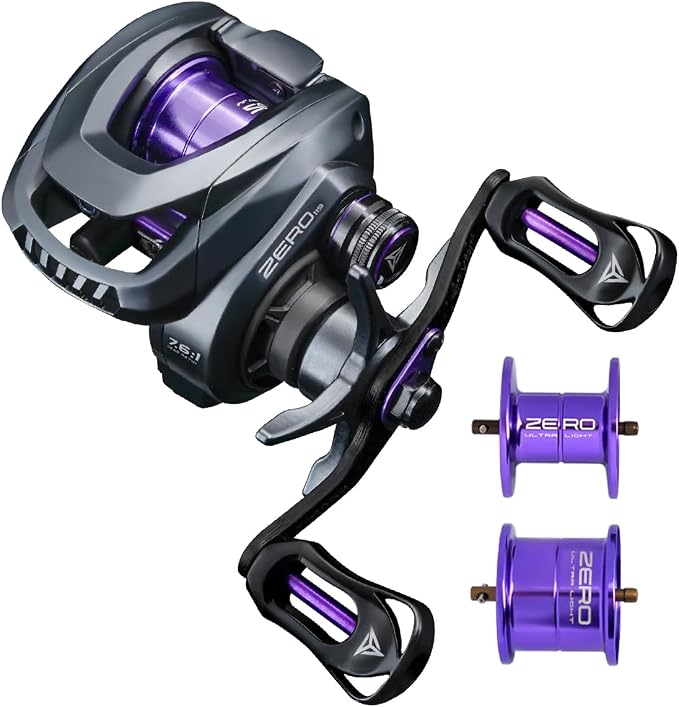 SEASIR Zero119 Ultralight Baitcasting Reel 4.2oz, BFS Fishing Baitcaster Reel, Double Spool, Freshwater Casting, Max Drag 9LB, 8+1 BB, 7.6:1 Ratio, Carbon Fiber Washer, Black & Purple