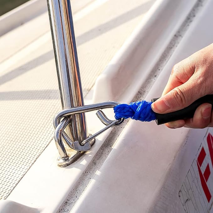 Bungee Boat Dock Line, Boat Rope with Double 316 Stainless Steel Clips Accessories for Bass Boat, Kayak, Pontoon, Watercraft, Waverunner, SeaDoo, Canoe,2Packs,4-6FT,Blue