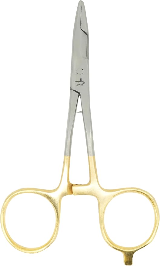 Kingfisher Fishing Accessory Fly Fishing Offset Scissor Clamp Forcept Hemostat for Fly Fishing Hook Removal