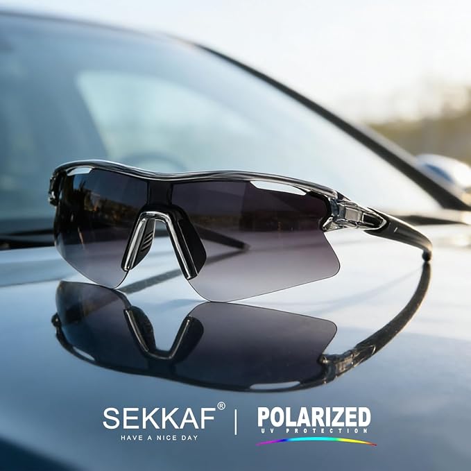 SEKKAF Polarized Sports Sunglasses for Men Women and Youth, UV400 Protection Ideal for Cycling Baseball Fishing Golf Running