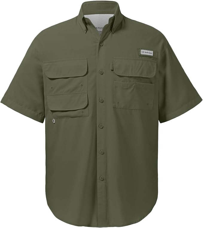 Bassdash UPF 50 Men’s Fishing Dress Shirt Button Down Woven Short Sleeve Outdoor