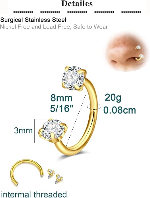 QWALIT Piercing Taper Threadless Insertion Tool - Titanium Labret Pin 16g, 18g, 20g