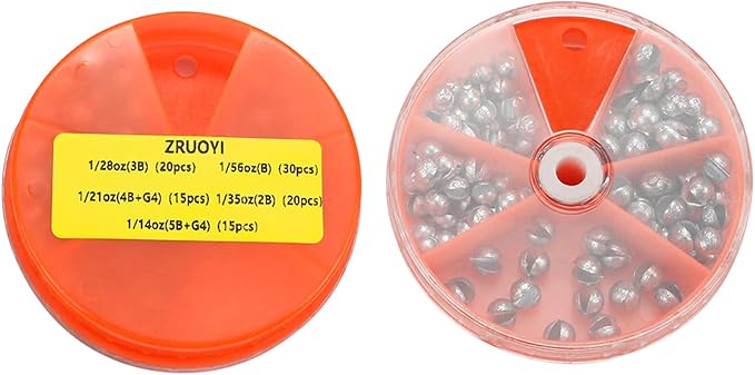 Joyiii Fishing Weights Sinkers 205pcs/100pcs Lead Split Shot Fishing Line Sinkers 5 Sizes Removable Egg Lead Assortment
