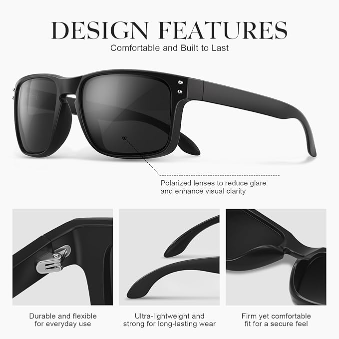 Polarized Sunglasses for Men Women - Classic Sport Sun Glasses for Driving Running Cycling Fishing UV400 Protection