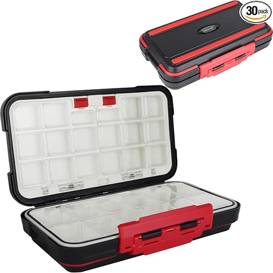 small tackle box, mini waterproof fishing tackle box organizer, double sided organizer travel box(L Black)