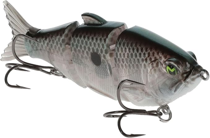 Lew's MachShad Fishing Lure, Lipless Jointed Swimbait, Realistic Swimming Action, Slow Sinking, Size 4 Mustad KVD Elite Short Triple Grip Treble Hooks