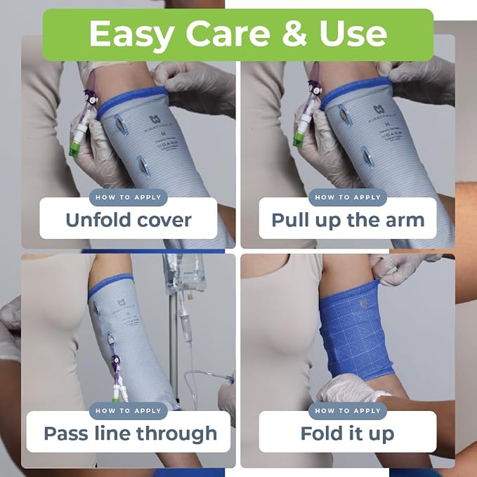 Mighty Well PICCPerfect PICC Line Cover: Soft Touch Double Layer PICC Line Arm Cover | Solid Black, Medium