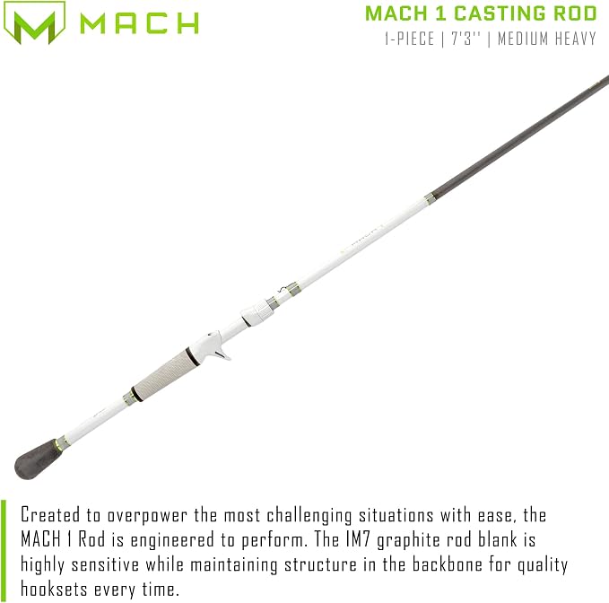 Lew’s MACH Jacked Baitcast Reel and Fishing Rod Combo, HM50 Graphite Rod, Tanso Tech Reel Frame and Sideplate, Carbon Fiber Drag System, 7.5:1 Gear Ratio
