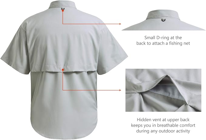 Bassdash UPF 50 Men’s Fishing Dress Shirt Button Down Woven Short Sleeve Outdoor