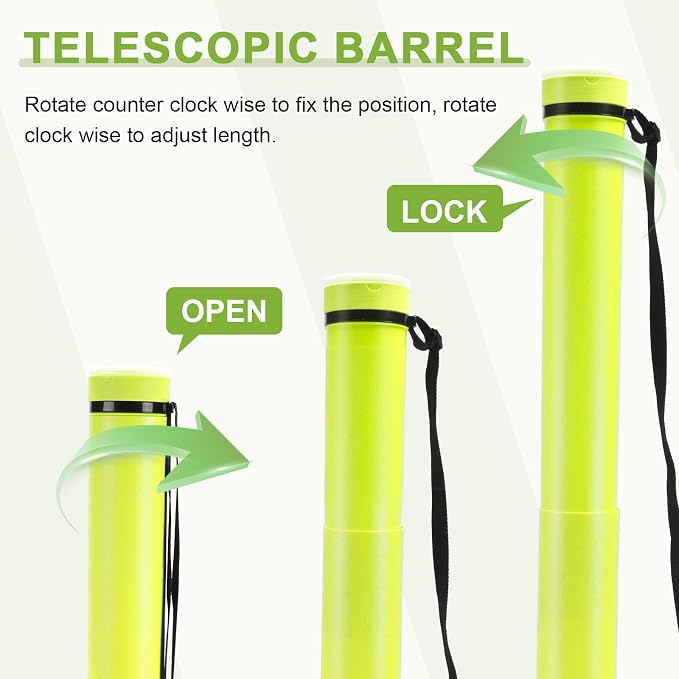 DEWEL Poster Tube, Waterproof Poster Holder Plastic Expandable Poster/Art/Document Storage Tube 24.5" to 40", Adjustable Poster Storage Blueprint Holder with Carrying Strap (Light Green-Large Size)
