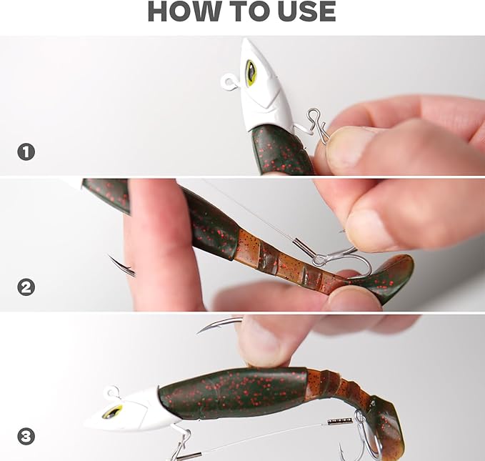 Stinger Hooks (12-Packs) for Jig Heads, Quick Snap #6/#8 Trailer Treble Hooks, 10#/40lbs Fluorocarbon Fishing Line - Walleye, Bass