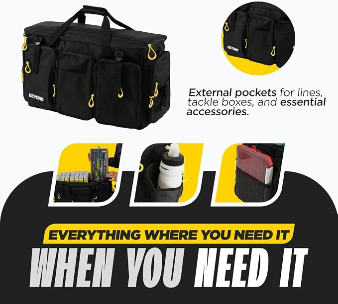 Beyond Fishing Hauler Tackle Bags - Water Resistant With Hard Molded Bottom - Perfect for Fresh Water & Salt Water Fishing Tackle Storage - Holds Tackle Boxes and Fishing Gear