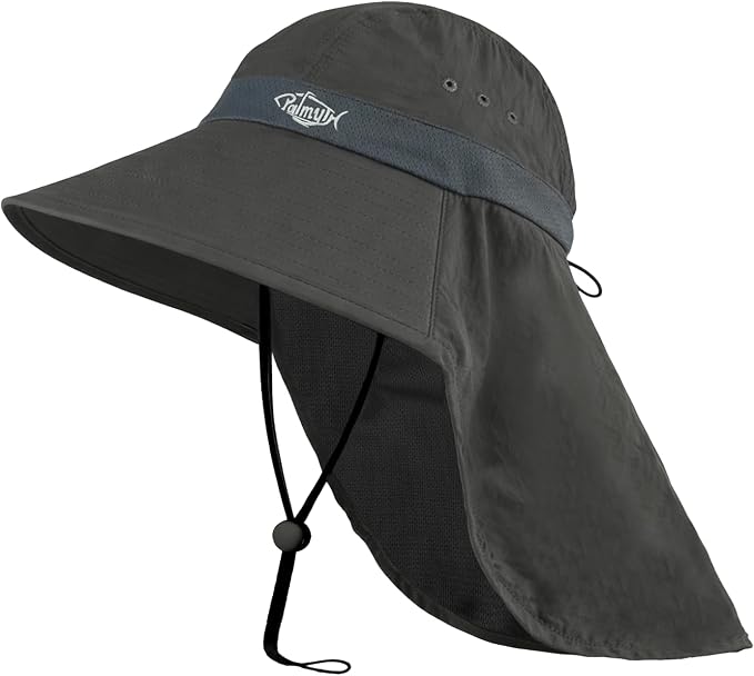 Palmyth Fishing Hat UPF 50+ Sun Hat Wide Brim Neck Flap Breathable Mesh Safari Hat UV Protection for Men Women